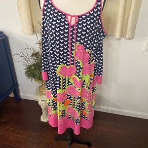 Kaari Blue Floral Cold Shoulder Dress Size 1X